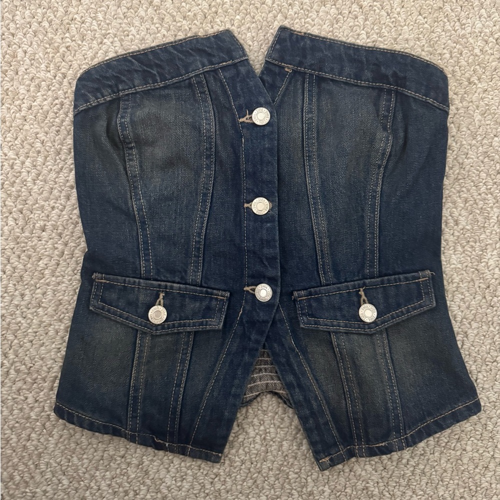 *Sold* Zara Dark Blue Denim Corset Top